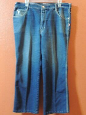 Braxton English Jeans Men Size 38 Blue Red White Embroidered Pockets Denim Jeans